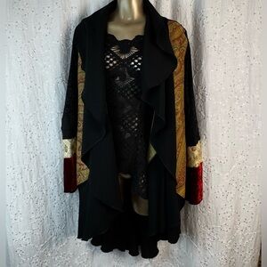 Upcycled Gothic Fairycore Waterfall Jacket Dark Romantic Boho Layering Coat M/L